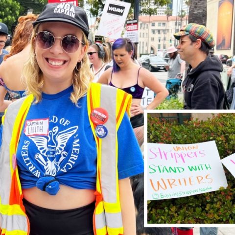 Unionized Strippers Take Pole Position at Warner Bros and Broadway Day in Times Square: Dispatches from the Picket Lines on Day 45