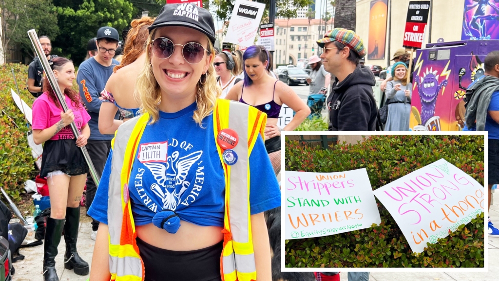 Unionized Strippers Take Pole Position at Warner Bros and Broadway Day in Times Square: Dispatches from the Picket Lines on Day 45