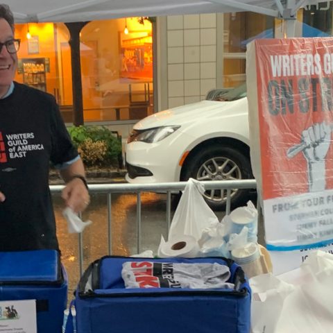 Stephen Colbert Joins Rain-Soaked NYC Rally Backing WGA, SAG-AFTRA & Animation Guild: Determined to Succeed